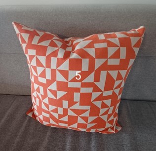Pillow, white/orange pattern