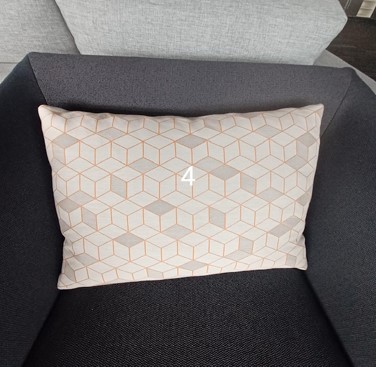 Pillow, white/orange pattern