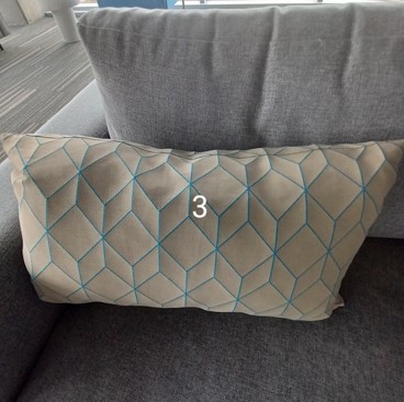 Pillow, white/blue pattern