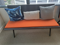 [#00-26] Bench, Arper Zinta, 3-Person, Black with Orange Cushion